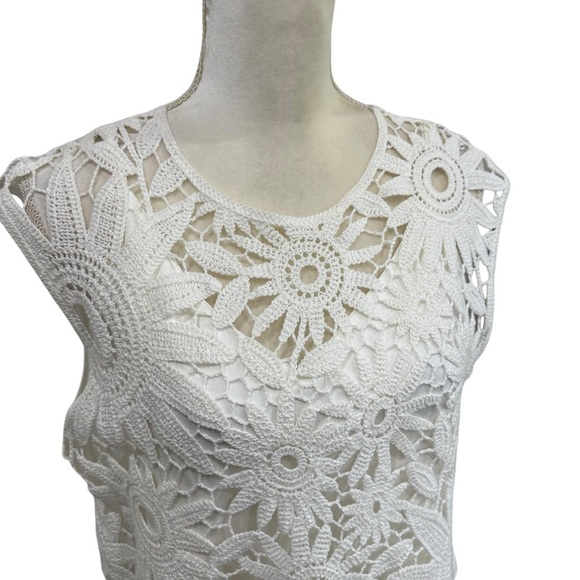 Ted Baker London Ivory KATRNN Crochet Sleeveless Lined Top Size Ted 4 US 10 NWT - Picture 15 of 15
